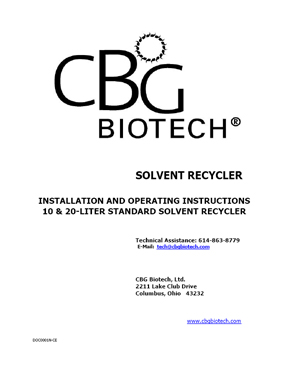 Operator's Manual for 10 L and 20 L Standard Solvent Recycler (CE)